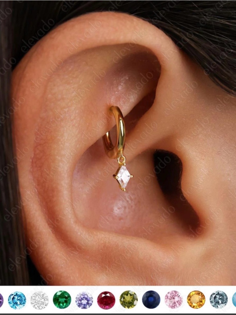 Blue Crystal Rook Piercing - Picture 3 of 7